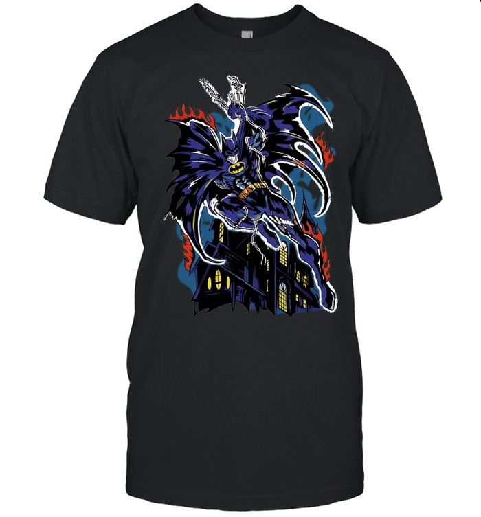 Batman DC Comics character fire mansion gothic comic book illustration Classic Men's T-shirt