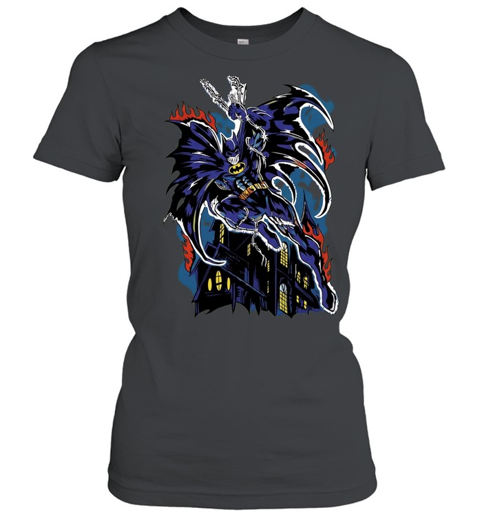 Batman DC Comics character fire mansion gothic comic book illustration Classic Women's T-shirt