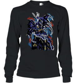 Batman DC Comics character fire mansion gothic comic book illustration Long Sleeved T-shirt