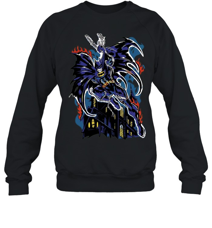 Batman DC Comics character fire mansion gothic comic book illustration Unisex Sweatshirt
