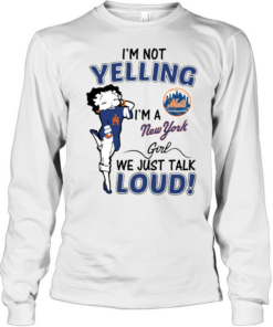 Betty Boop Im not yelling Im a NewYork Mets girl we just talk loud  Long Sleeved T-shirt