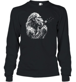 Bigfoot Blowing Dandelion Cinematic Silhouette Long Sleeved T-shirt