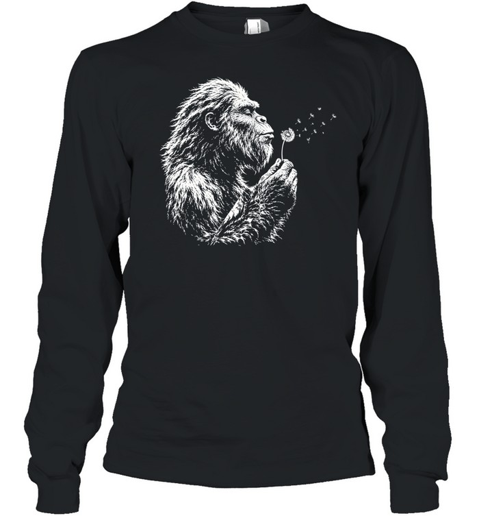 Bigfoot Blowing Dandelion Cinematic Silhouette Long Sleeved T-shirt