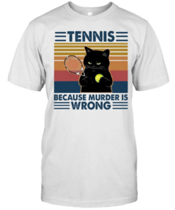 Black Cat Play Tennis Because Murder Is Wrong Classic Men's T-shirt