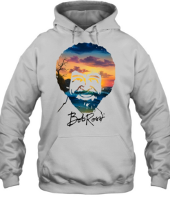 Bob Ross Double Exposure Nature Landscape Unisex Hoodie