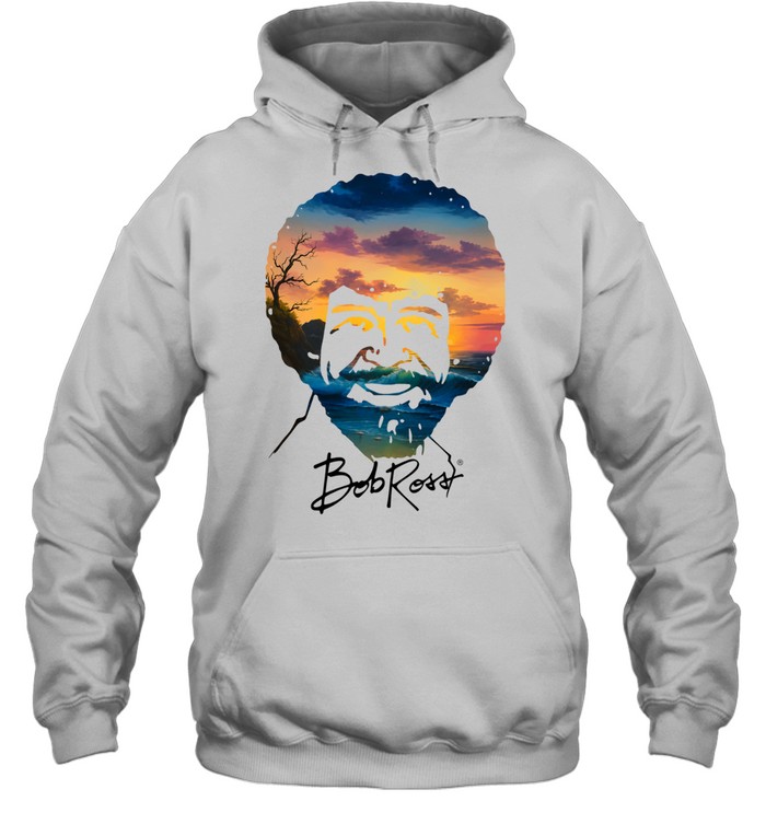 Bob Ross Double Exposure Nature Landscape Unisex Hoodie