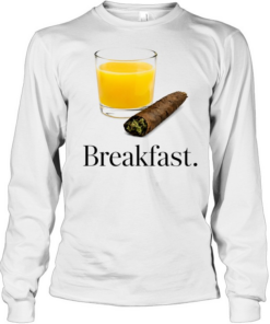 Cannabis Blunt and Orange Juice Breakfast Graphic  Long Sleeved T-shirt