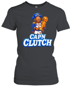 Cap’n Clutch Jalen Brunson New York Knicks Trophy  Classic Women's T-shirt