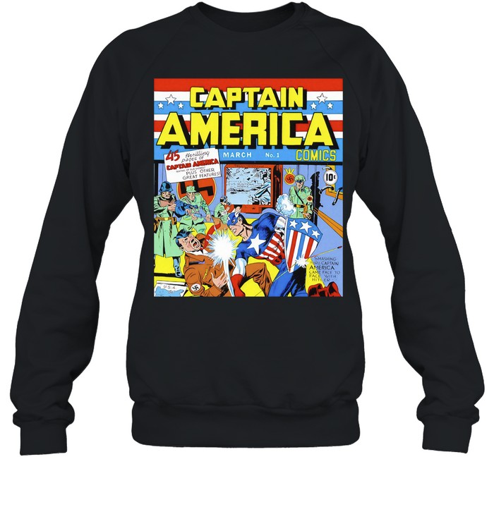 Captain America punching Adolf Hitler Captain America Comics Unisex Sweatshirt