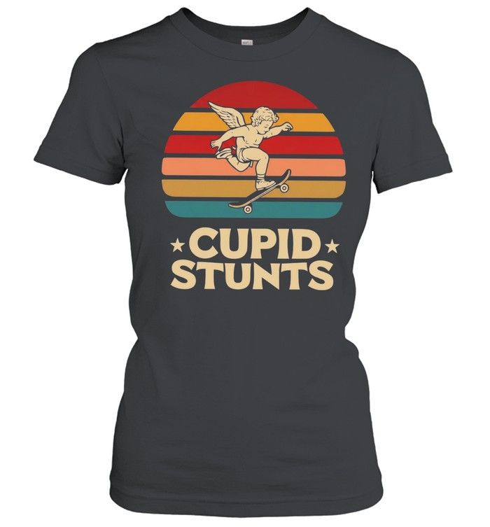 Cupid stunts cherub riding skateboard vintage sunset Classic Women's T-shirt