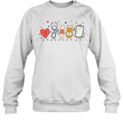Cute Hand-Drawn Medical Supplies T- with Happy Heart and Stethoscope Unisex Sweatshirt