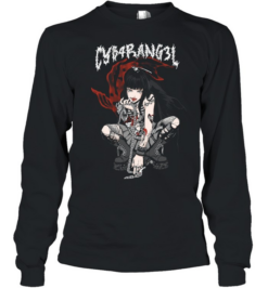 Cybarangel Goth Anime Girl Cyberpunk Alt  Long Sleeved T-shirt