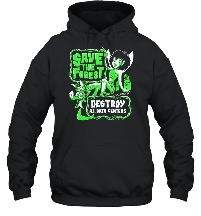 Fairy and goblin save the forest destroy AI data centers Unisex Hoodie