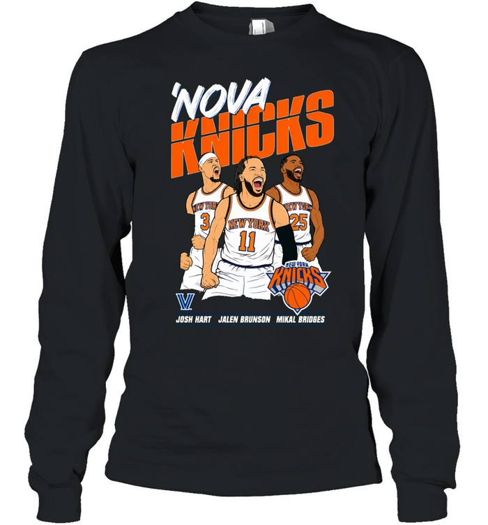 Finals Jalen Brunson, Josh Hart And Mikal Bridges Nova Knicks Long Sleeved T-shirt