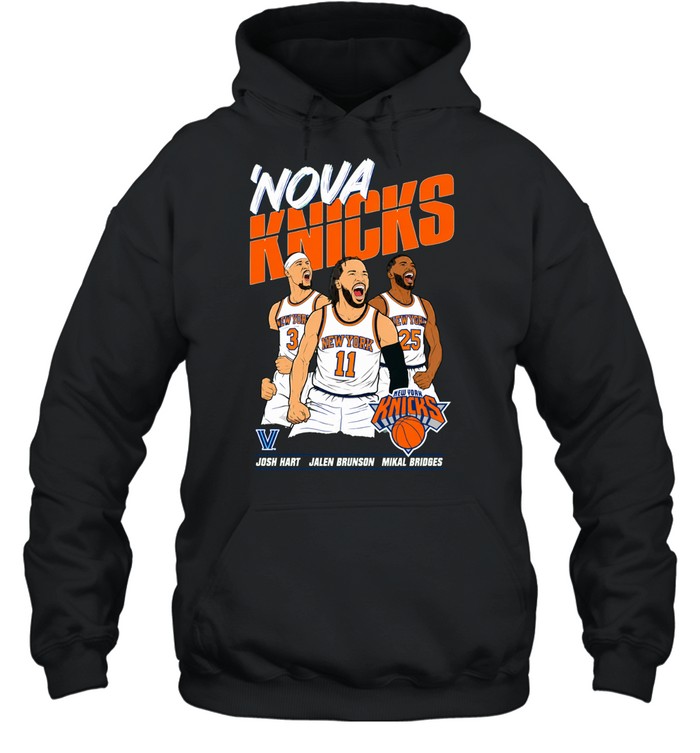 Finals Jalen Brunson, Josh Hart And Mikal Bridges Nova Knicks Unisex Hoodie
