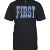 First Grade Pastel Blue Polka Dot Block Letters Classic Men's T-shirt