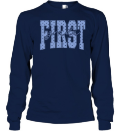 First Grade Pastel Blue Polka Dot Block Letters Long Sleeved T-shirt