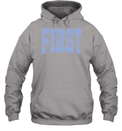 First Grade Pastel Blue Polka Dot Block Letters Unisex Hoodie