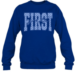 First Grade Pastel Blue Polka Dot Block Letters Unisex Sweatshirt