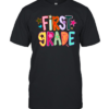 First Grade Retro Colorful Bubble with Smiley Face and Stars Classic Men's T-shirt