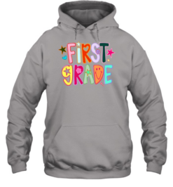 First Grade Retro Colorful Bubble with Smiley Face and Stars Unisex Hoodie
