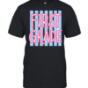 First Grade Retro T- with Light Blue Vertical Stripes and Pink Letters Classic Men's T-shirt
