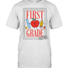 First Grade Vintage Postage Stamp T- with Cute School Supplies Classic Men's T-shirt