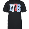 Floral Gingham Stars 1776 Patriotic America 4th of July  Classic Men's T-shirt