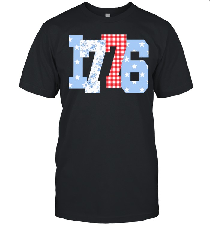 Floral Gingham Stars 1776 Patriotic America 4th of July Classic Men's T-shirt