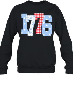 Floral Gingham Stars 1776 Patriotic America 4th of July Unisex Sweatshirt
