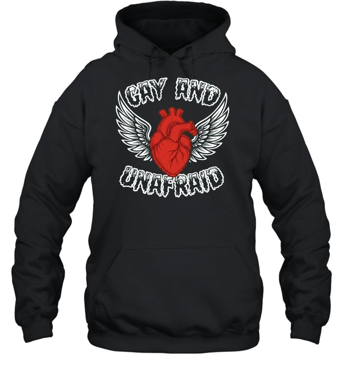 Gay and Unafraid Heart with Wings LGBTQ Unisex Hoodie