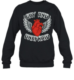 Gay and Unafraid Heart with Wings LGBTQ Unisex Sweatshirt