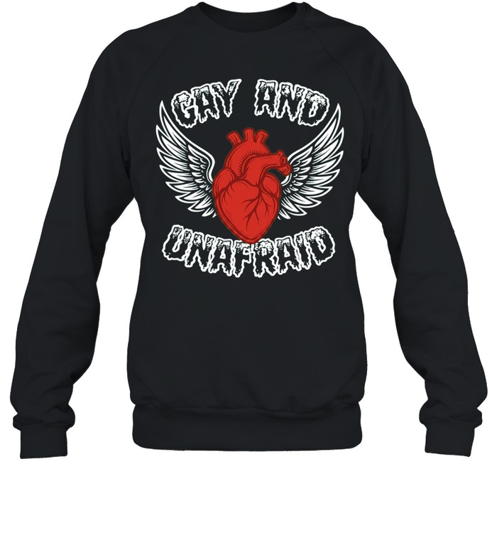 Gay and Unafraid Heart with Wings LGBTQ Unisex Sweatshirt