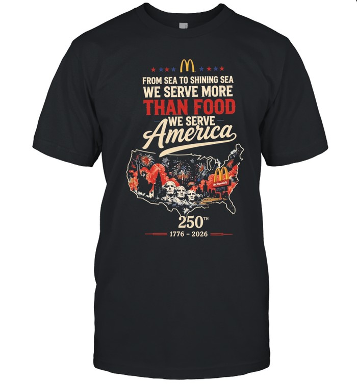 Golden arches restaurant we serve America 250th map poster Classic Men's T-shirt