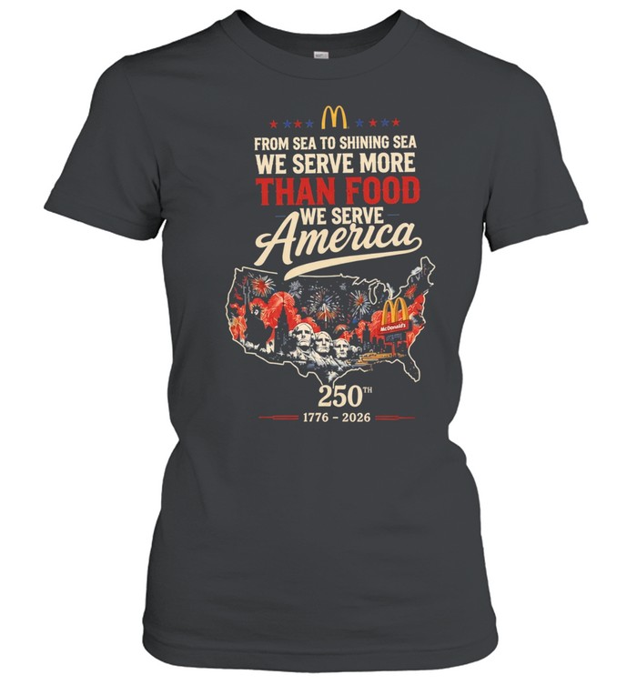 Golden arches restaurant we serve America 250th map poster Classic Women's T-shirt