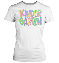 Groovy Multi-Color Layered Typography Kindergarten Back to School Classic Women's T-shirt