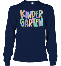 Groovy Multi-Color Layered Typography Kindergarten Back to School Long Sleeved T-shirt