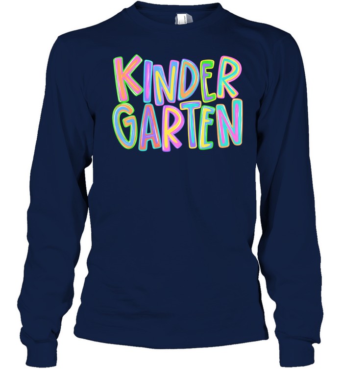 Groovy Multi-Color Layered Typography Kindergarten Back to School Long Sleeved T-shirt