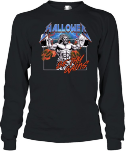 Hallowed Be Thy Gains Jesus Weightlifting Long Sleeved T-shirt
