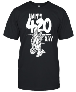 Happy 420 Day Praying Hands cannabis marijuana Classic Men's T-shirt