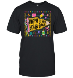 Happy To See Your Face T- with Cute Pencil Pennant Flag Graphic Classic Men's T-shirt