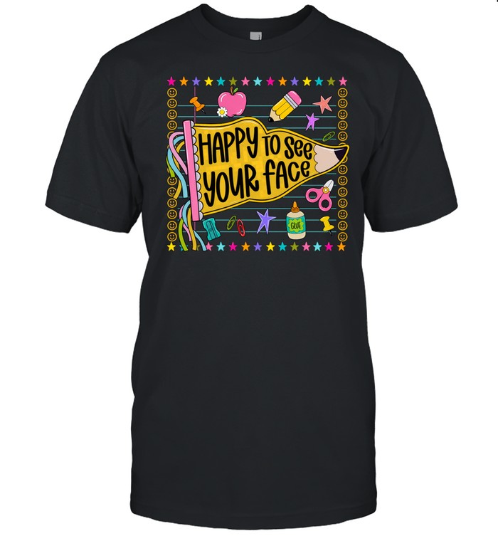 Happy To See Your Face T- with Cute Pencil Pennant Flag Graphic Classic Men's T-shirt