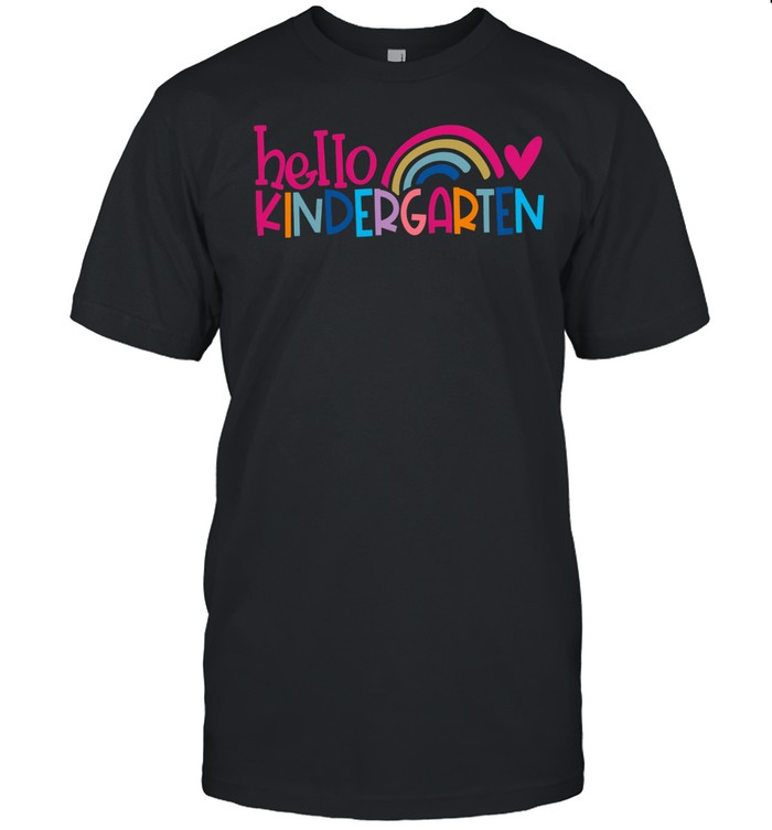 Hello Kindergarten T- with Cute Colorful Pastel Rainbow Graphic Classic Men's T-shirt