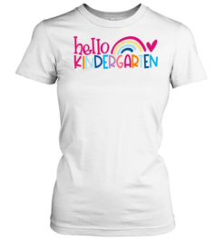 Hello Kindergarten T- with Cute Colorful Pastel Rainbow Graphic Classic Women's T-shirt