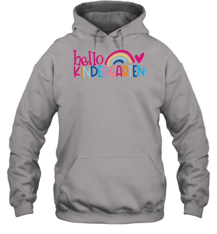 Hello Kindergarten T- with Cute Colorful Pastel Rainbow Graphic Unisex Hoodie