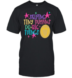 Helping Tiny Humans Do Big Things Retro Smiley Face Teacher  Classic Men's T-shirt