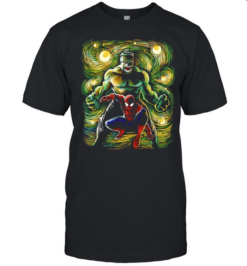 Hulk and Spider-Man Starry Night Marvel  Classic Men's T-shirt
