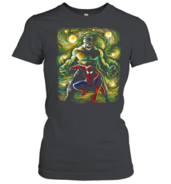 Hulk and Spider-Man Starry Night Marvel Classic Women's T-shirt