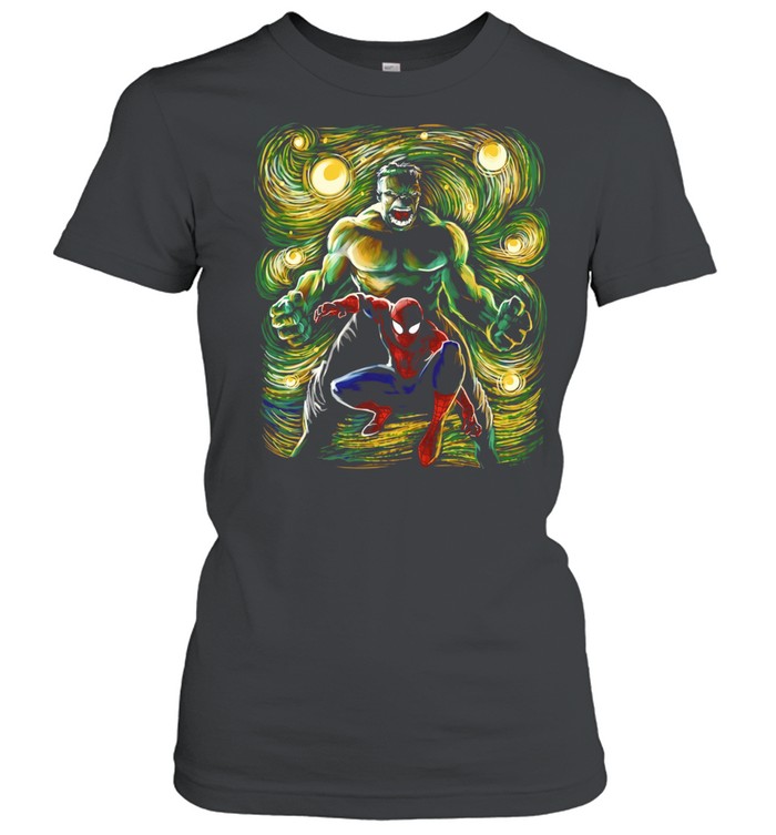 Hulk and Spider-Man Starry Night Marvel Classic Women's T-shirt