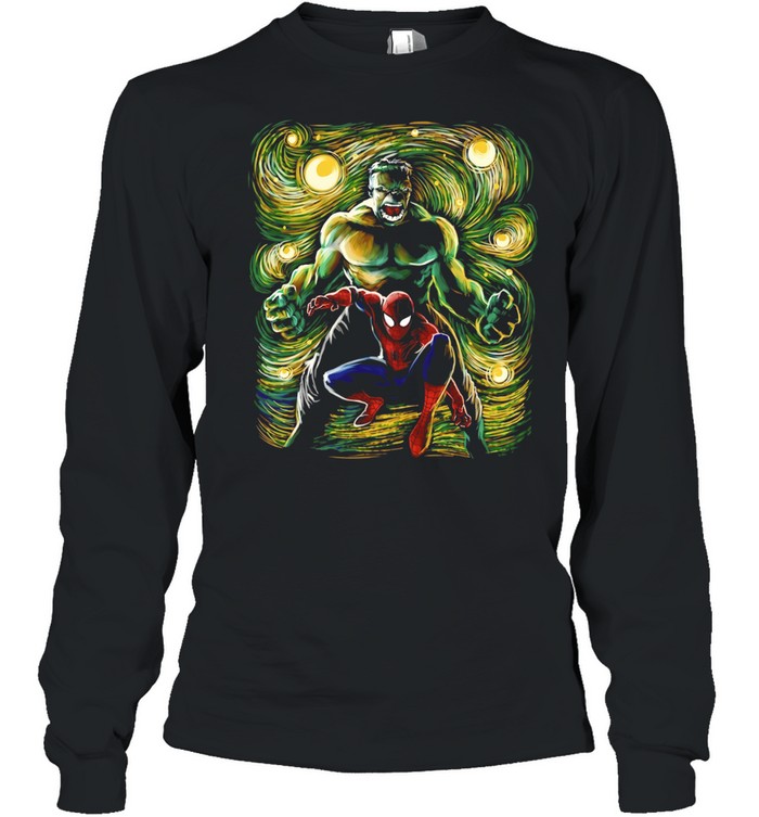 Hulk and Spider-Man Starry Night Marvel Long Sleeved T-shirt